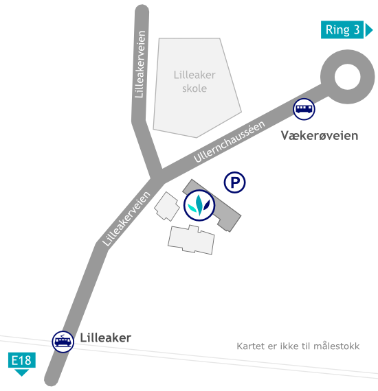 Kontoret mitt ligger i krysset mellom Ullernchausséen og Lilleakerveien